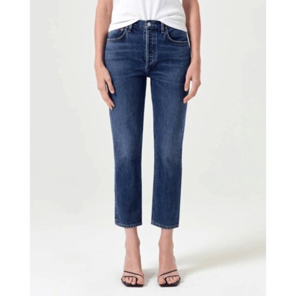 AGOLDE Riley Crop in Control Womens High-Rise Straight Leg Jeans Size 32
